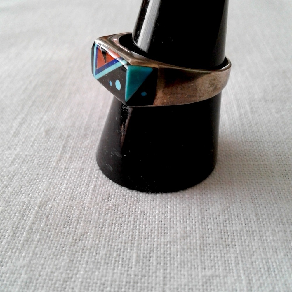 Vintage Native American Zuni Multistone Ring - Picture 5 of 11